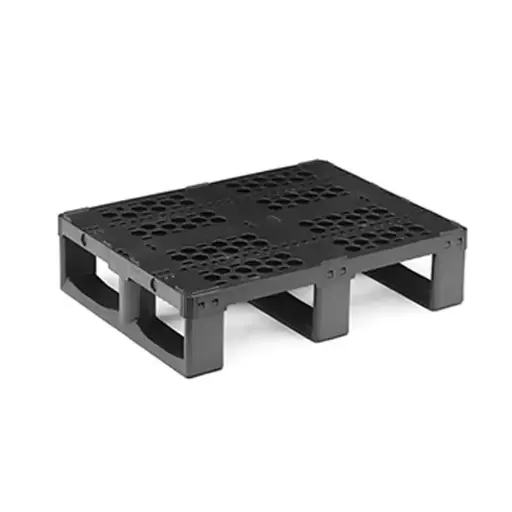 [030682] Palet plástico de gran carga con 3 patines - Dim.: 800x600x160h mm - Negro