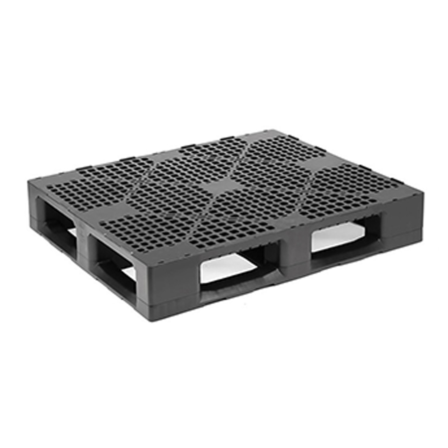 [030692] Palet plástico de gran carga con 6 patines - Dim.: 1200x1000x162h mm - Negro