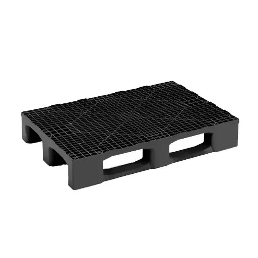 [039038] Palet plástico industrial de carga media con 3 patines - Dim.: 1200x800x160h mm - Negro