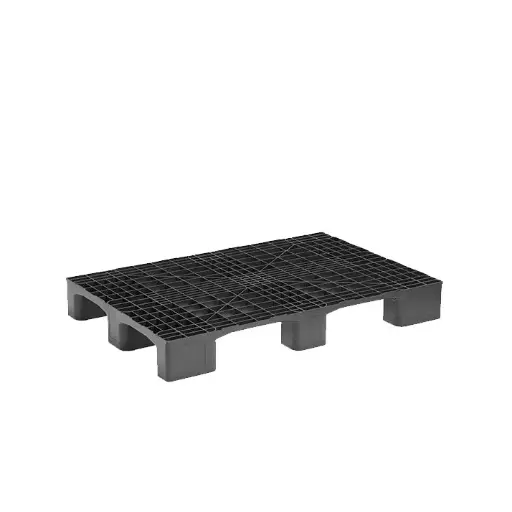 [039039] Palet plástico industrial de carga media con 9 pies - Dim.: 1200x800x150h mm - Negro