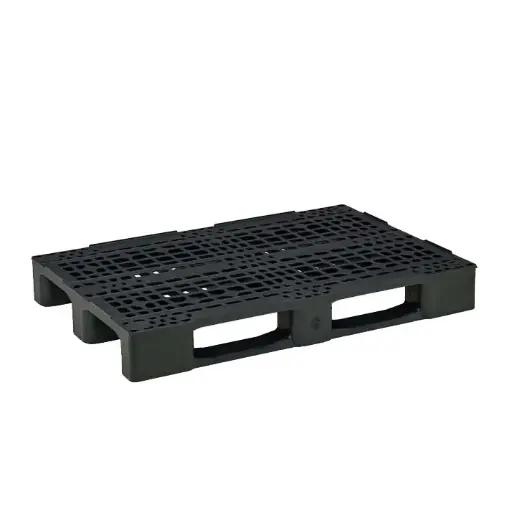 [039043] Palet plástico industrial de carga media con 2 patines - Dim.: 1200x800x150h mm - Negro
