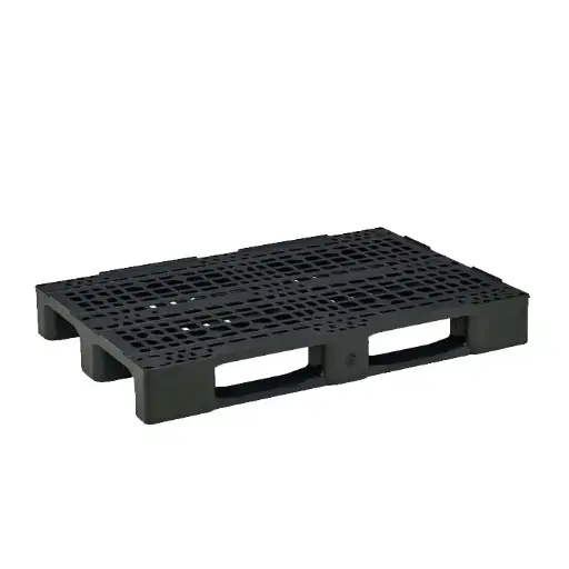 [039044] Palet plástico industrial de carga media con 3 patines - Dim.: 1200x800x150h mm - Negro