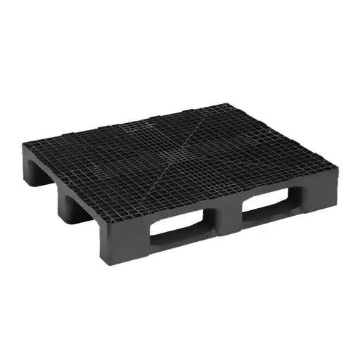 [039050] Palet plástico industrial de carga media con 3 patines - Dim.: 1200x1000x160h mm - Negro