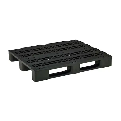 [039057] Palet plástico industrial de carga media con 3 patines - Dim.: 1200x1000x150h mm - Negro