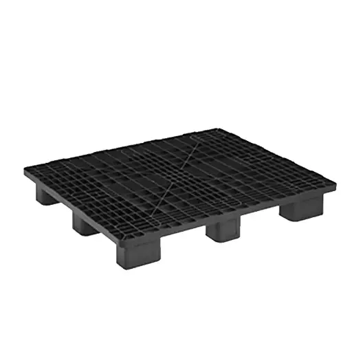 [039065] Palet plástico industrial de carga media con 5 patines - Dim.: 1300x1100x150h mm - Negro