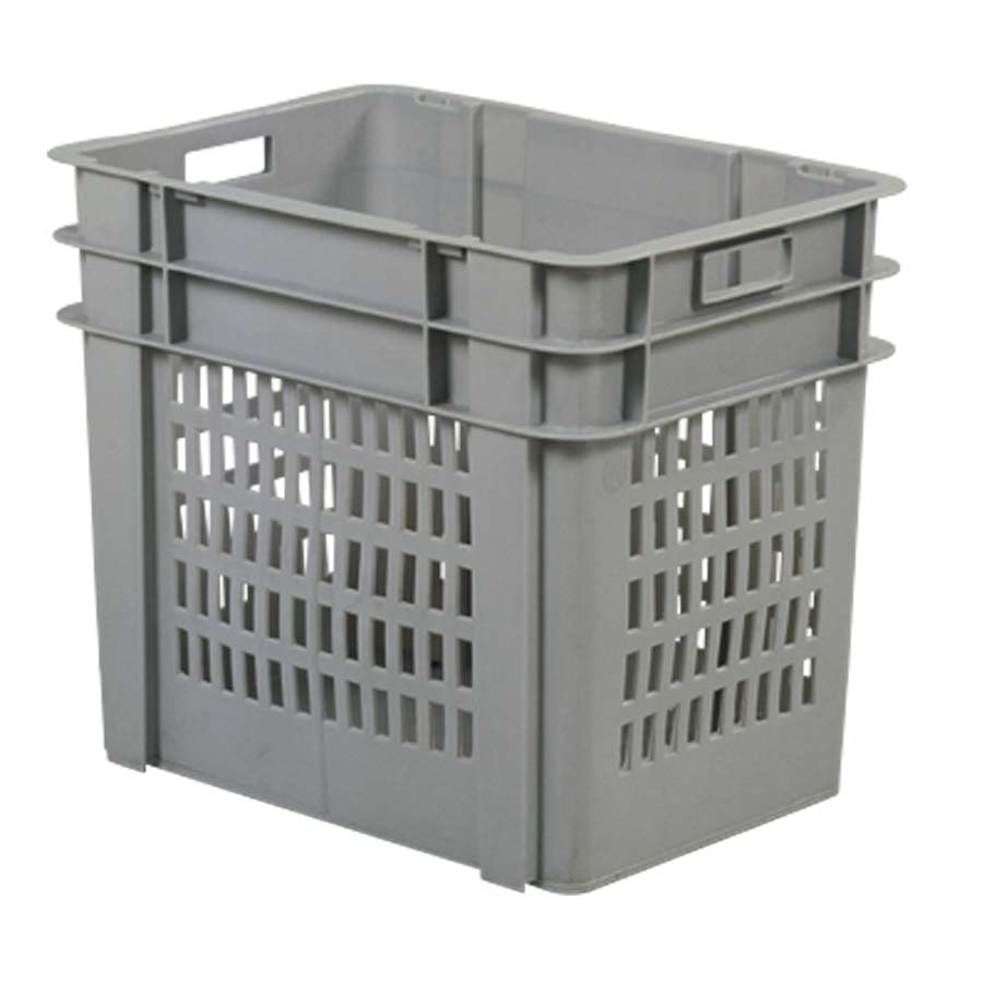 [000735] Caja plástica para pan con paredes perforadas y asas abiertas - Dim.: 655x455x554h mm - Gris