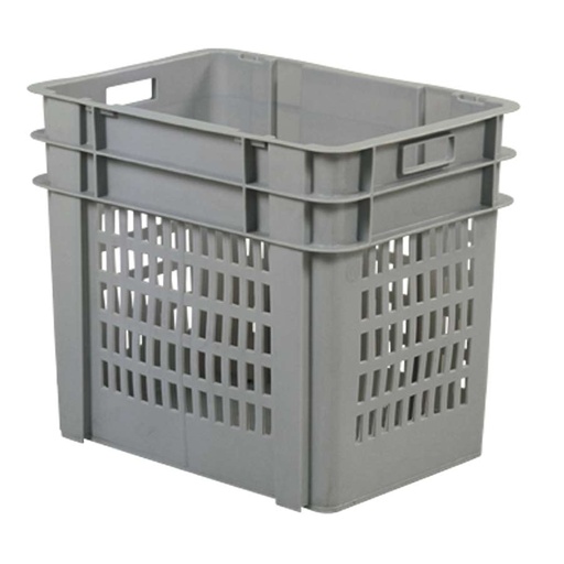 [000735] Caja plástica para pan con paredes perforadas y asas abiertas - Dim.: 655x455x554h mm - Gris