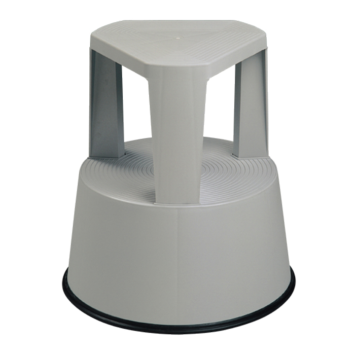 [001412] Taburete escalera de plástico modelo TACO con ruedas y goma - Dim.: 410x440h mm - Gris