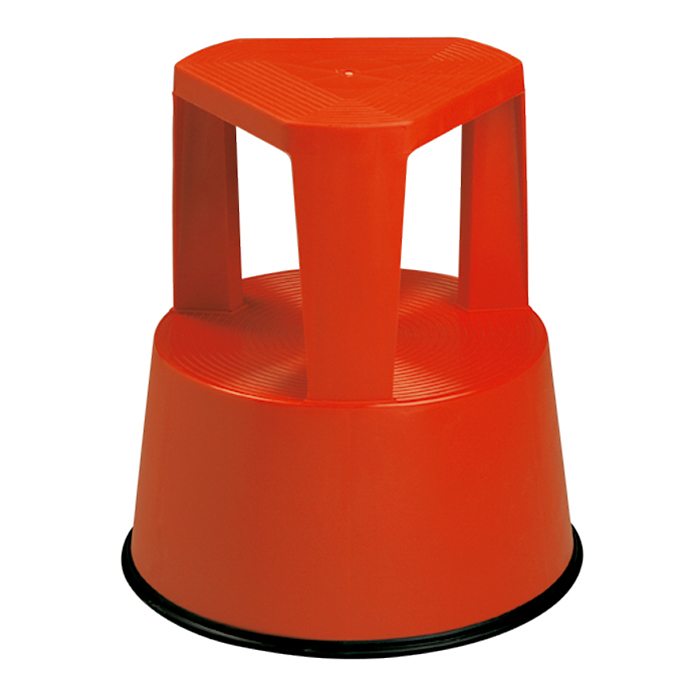[001413] Taburete escalera de plástico modelo TACO con ruedas y goma - Dim.: 410x440h mm - Rojo