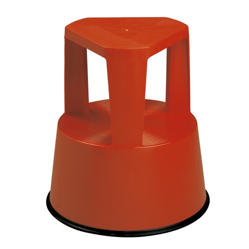 [001413] Taburete escalera de plástico modelo TACO con ruedas y goma - Dim.: 410x440h mm - Rojo
