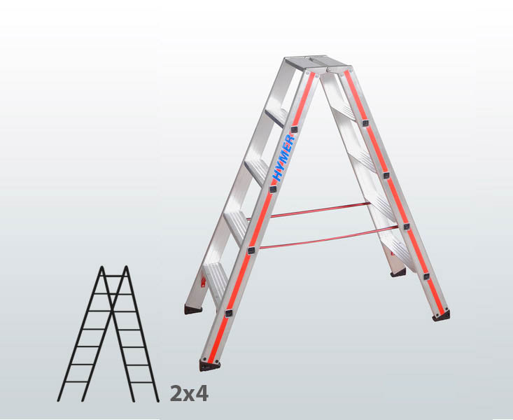 [001520] Escalera manual de tijera con acceso por 2 lados para uso experto con 2x4 escalones - Aluminio 