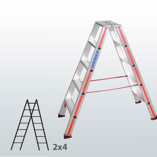 [001520] Escalera manual de tijera con acceso por 2 lados para uso experto con 2x4 escalones - Aluminio 