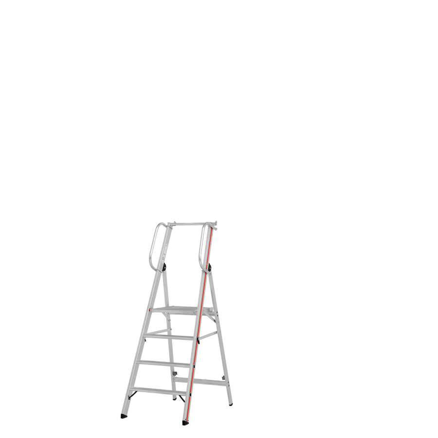 [001525] Escalera de mano plegable con 4 escalones y plataforma - Dim.: 1950x650x1750h mm - Aluminio