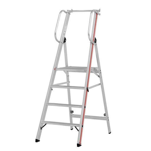 [001525] Escalera de mano plegable con 4 escalones y plataforma - Dim.: 1950x650x1750h mm - Aluminio