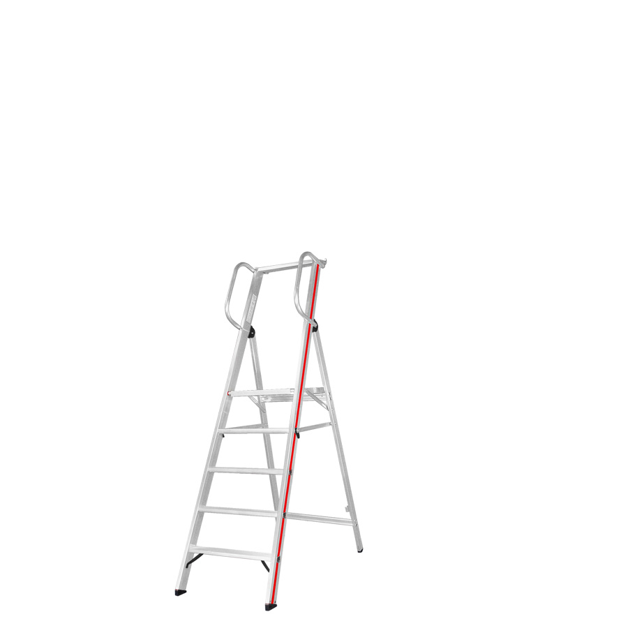 [001526] Escalera de mano plegable con 5 escalones y plataforma - Dim.: 2200x670x2000h mm - Aluminio