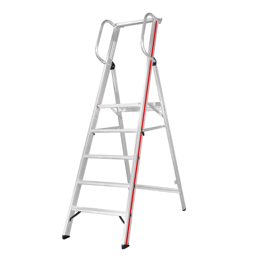 [001526] Escalera de mano plegable con 5 escalones y plataforma - Dim.: 2200x670x2000h mm - Aluminio