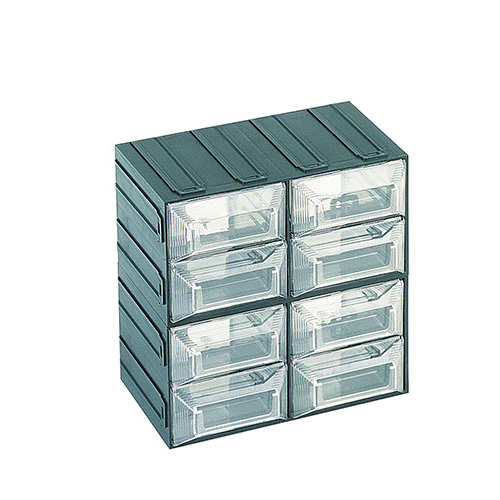 [003719] Cajonera plástica serie Vision con 8 cajones transparentes - Dim.: 208x132x208h mm - Verde
