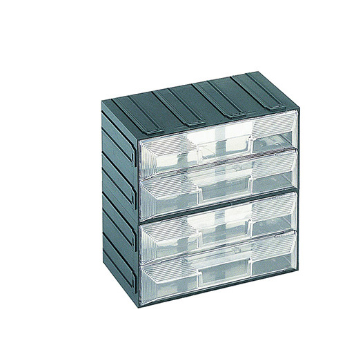 [003720] Cajonera plástica serie Vision con 4 cajones transparentes - Dim.: 208x132x208h mm - Verde