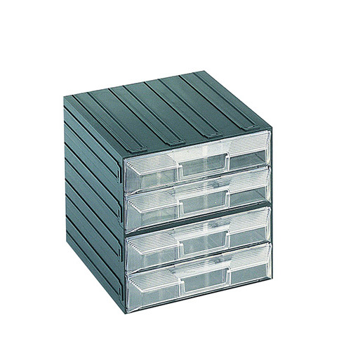 [003724] Cajonera plástica serie Vision con 4 cajones transparentes - Dim.: 208x222x208h mm - Verde