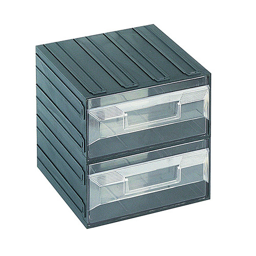 [003726] Cajonera plástica serie Vision con 2 cajones transparentes - Dim.: 208x222x208h mm - Verde