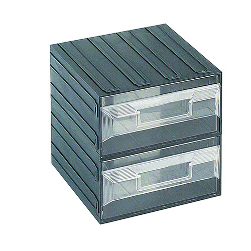 [003726] Cajonera plástica serie Vision con 2 cajones transparentes - Dim.: 208x222x208h mm - Verde