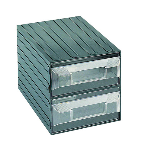 [003727] Cajonera plástica serie Vision con 2 cajones transparentes - Dim.: 249x366x250h mm -Verde