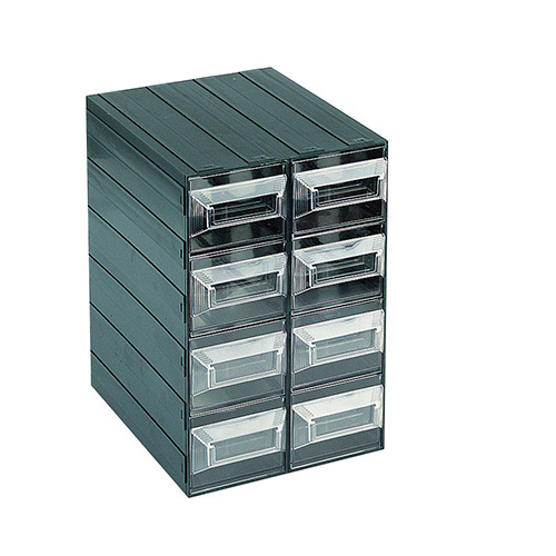 [003730] Cajonera plástica serie Vision con 8 cajones transparentes - Dim.: 249x310x375h mm - Verde