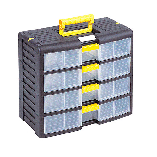[004045] Cajonera con 4 cajones de plástico extraíbles y cierre patentado Block-Age - Dim.: 391x197x334h mm - Negro