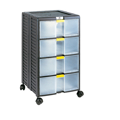 [004050] Cajonera con 4 cajones de plástico extraíbles y cierre patentado Block-Age - Dim.: 391x390x629h mm - Negro