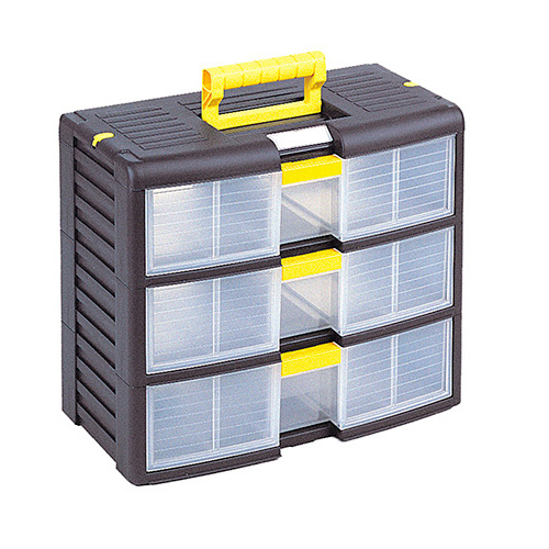 [004051] Cajonera con 3 cajones de plástico extraíbles y cierre patentado Block-Age - Dim.: 391x197x334h mm - Negro