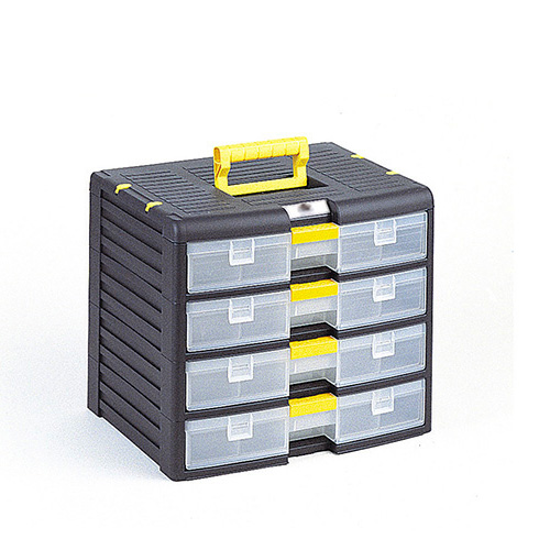 [004394] Cajonera con 4 cajones de plástico extraíbles y cierre patentado Block-Age - Dim.: 391x290x334h mm - Negro