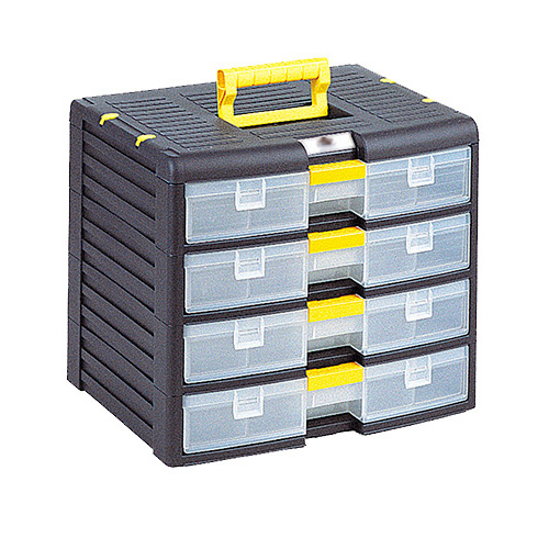 [004394] Cajonera con 4 cajones de plástico extraíbles y cierre patentado Block-Age - Dim.: 391x290x334h mm - Negro