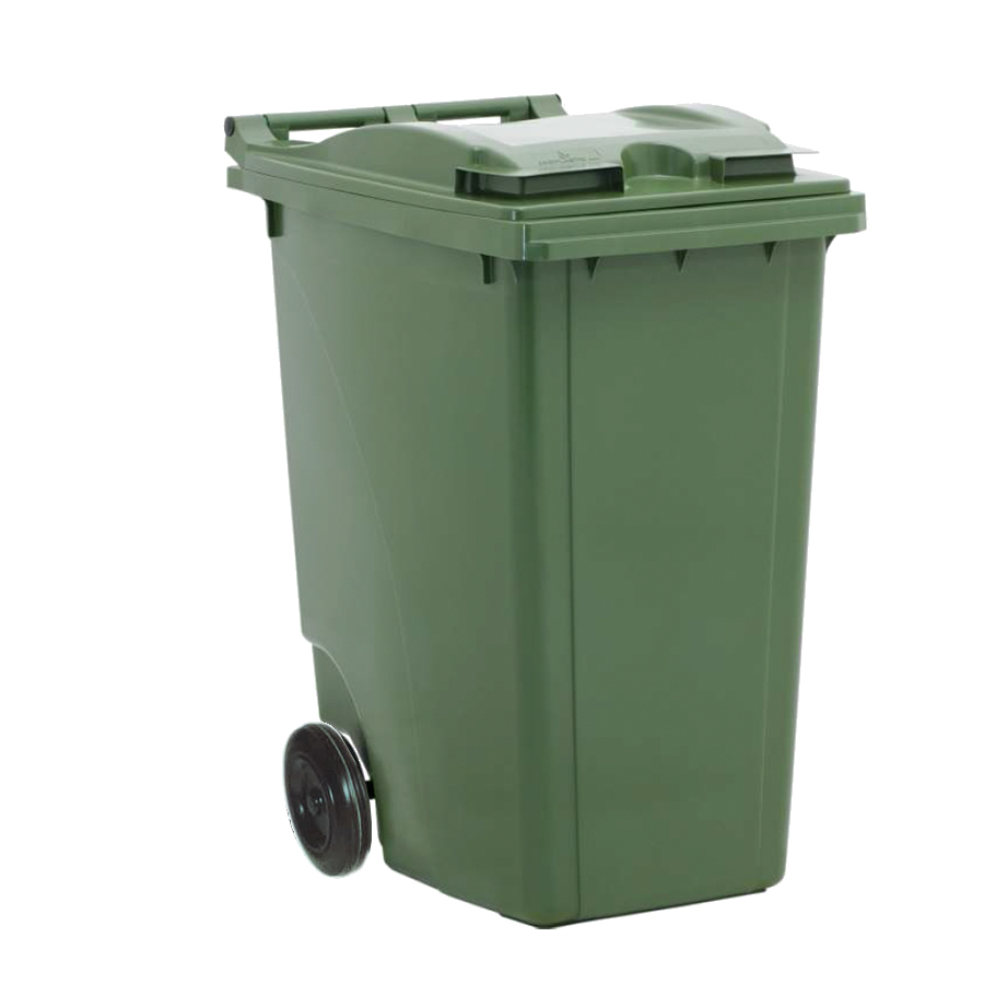 [006503] Basurera plástica para la recogida de residuos sólidos de 360 litros - Dim.: 860x625x1120h mm - polietileno verde