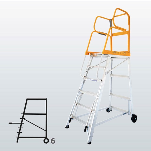 [009030] Plataforma móvil de aluminio modelo Tracker de 6 escalones (Altura plataforma 1720h mm) - Dim.: 975x1615x2710h mm - Aluminio 