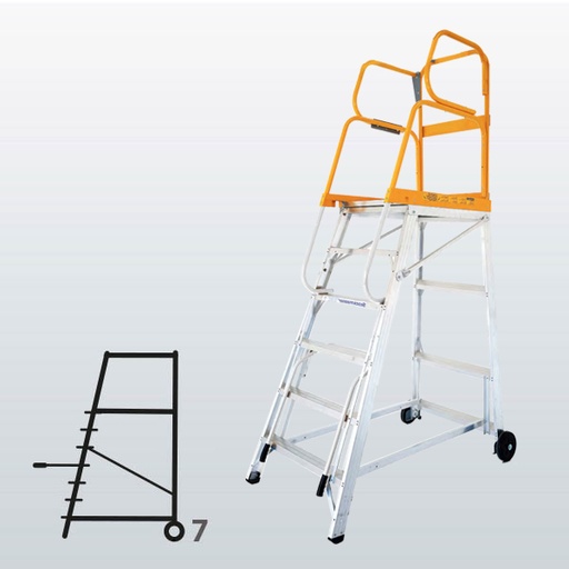 [009031] Plataforma móvil de aluminio modelo Tracker de 7 escalones (Altura plataforma 2005h mm) - Dim.: 1015x1745x2995h mm - Aluminio 