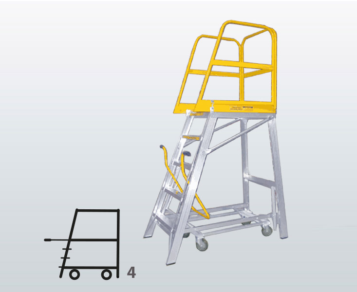 [009038] Plataforma móvil Navigator con 4 escalones (Alt. plataforma 1145h mm) - Dim.: 755x1295x2135h mm - Aluminio 