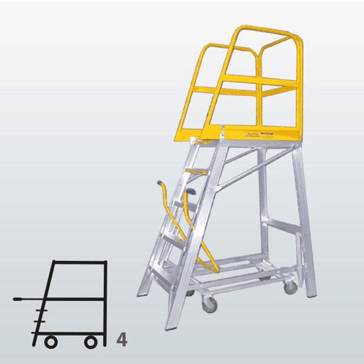 [009038] Plataforma móvil Navigator con 4 escalones (Alt. plataforma 1145h mm) - Dim.: 755x1295x2135h mm - Aluminio 