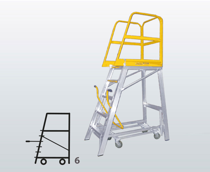 [009040] Plataforma móvil Navigator con 6 escalones (Alt. plataforma 1720h mm) - Dim.: 835x1555x2710h mm - Aluminio 