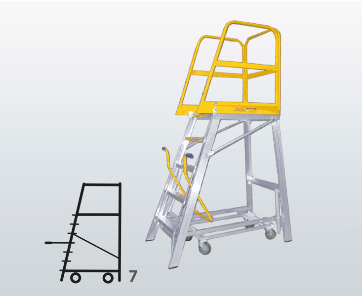 [009041] Plataforma móvil Navigator con 7 escalones (Alt. plataforma 2005h mm) - Dim.: 875x1685x2995h mm - Aluminio 