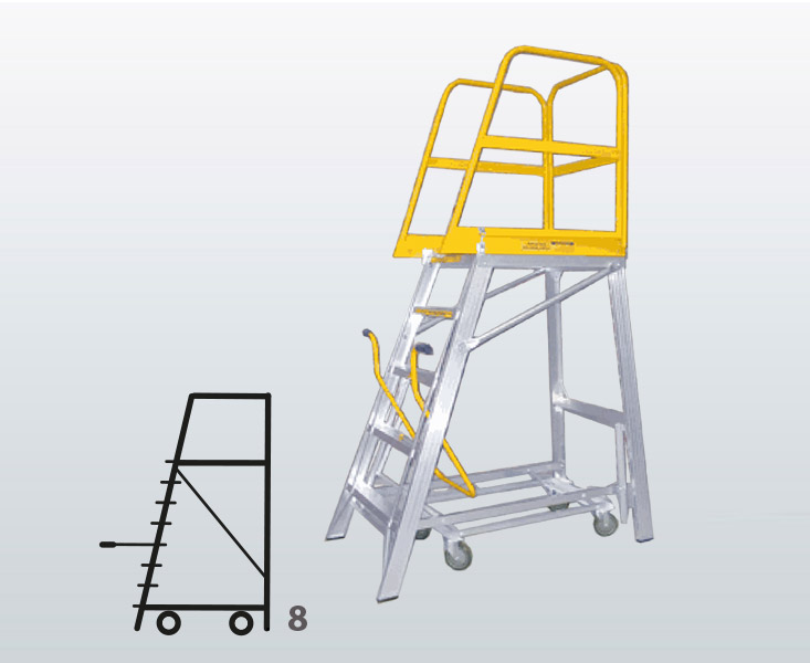 [009042] Plataforma móvil Navigator con 8 escalones (Alt. plataforma 2295h mm) - Dim.: 915x1815x3285h mm - Aluminio 