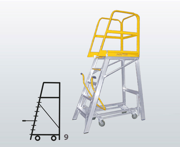 [009043] Plataforma móvil Navigator con 9 escalones (Alt. plataforma 2580h mm) - Dim.: 955x1945x3570h mm - Aluminio 
