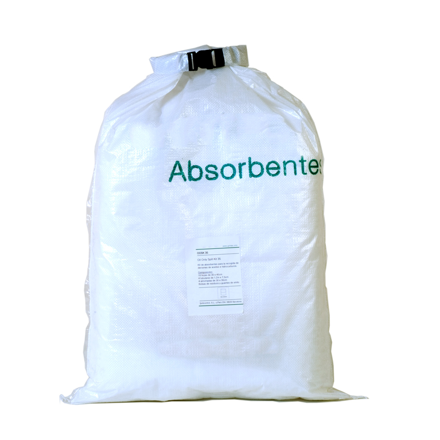 [009276] Bolsa con un kit de absorbentes para recogida de líquidos oleosos - Blanco