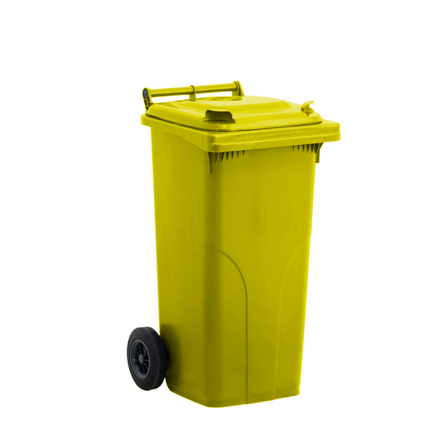 [009318] Basurera plástica para la recogida de residuos sólidos de 120 litros - Dim.: 530x480x950h mm - polietileno amarillo