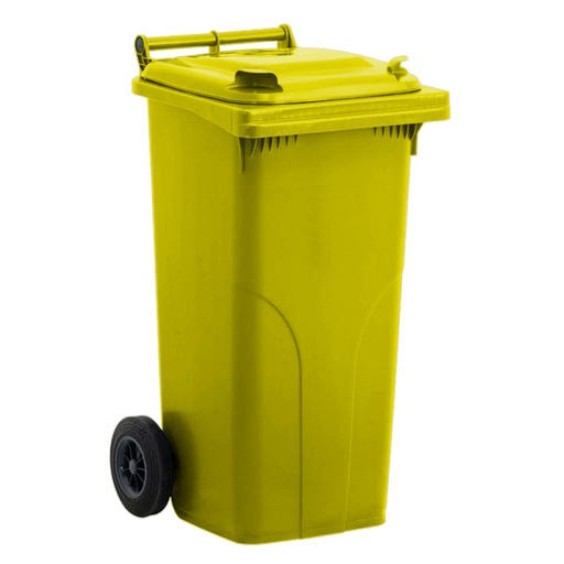 [009318] Basurera plástica para la recogida de residuos sólidos de 120 litros - Dim.: 530x480x950h mm - polietileno amarillo