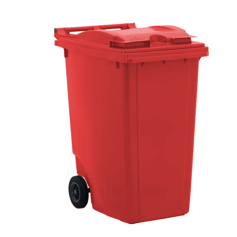 [011741] Basurera plástica para la recogida de residuos sólidos de 360 litros - Dim.: 860x625x1120h mm - polietileno rojo