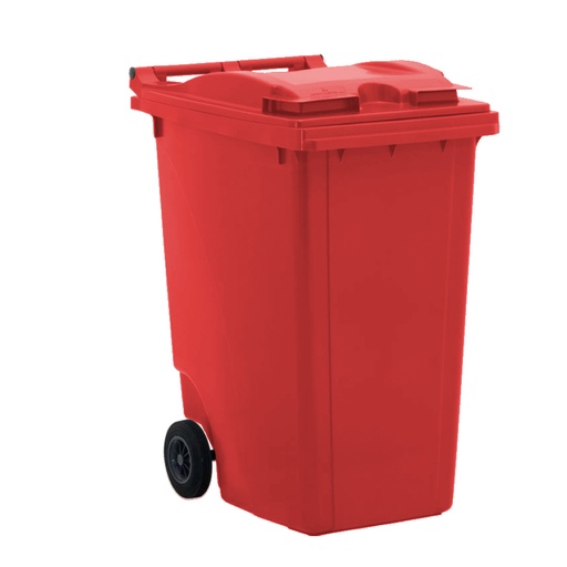[011741] Basurera plástica para la recogida de residuos sólidos de 360 litros - Dim.: 860x625x1120h mm - polietileno rojo