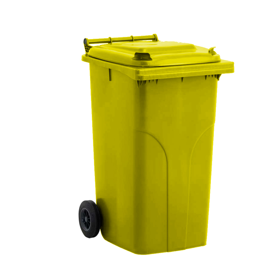 [011742] Basurera plástica para la recogida de residuos sólidos de 240 litros - Dim.: 705x580x1050h mm - polietileno amarillo