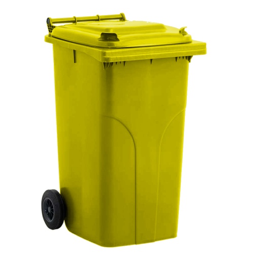 [011742] Basurera plástica para la recogida de residuos sólidos de 240 litros - Dim.: 705x580x1050h mm - polietileno amarillo