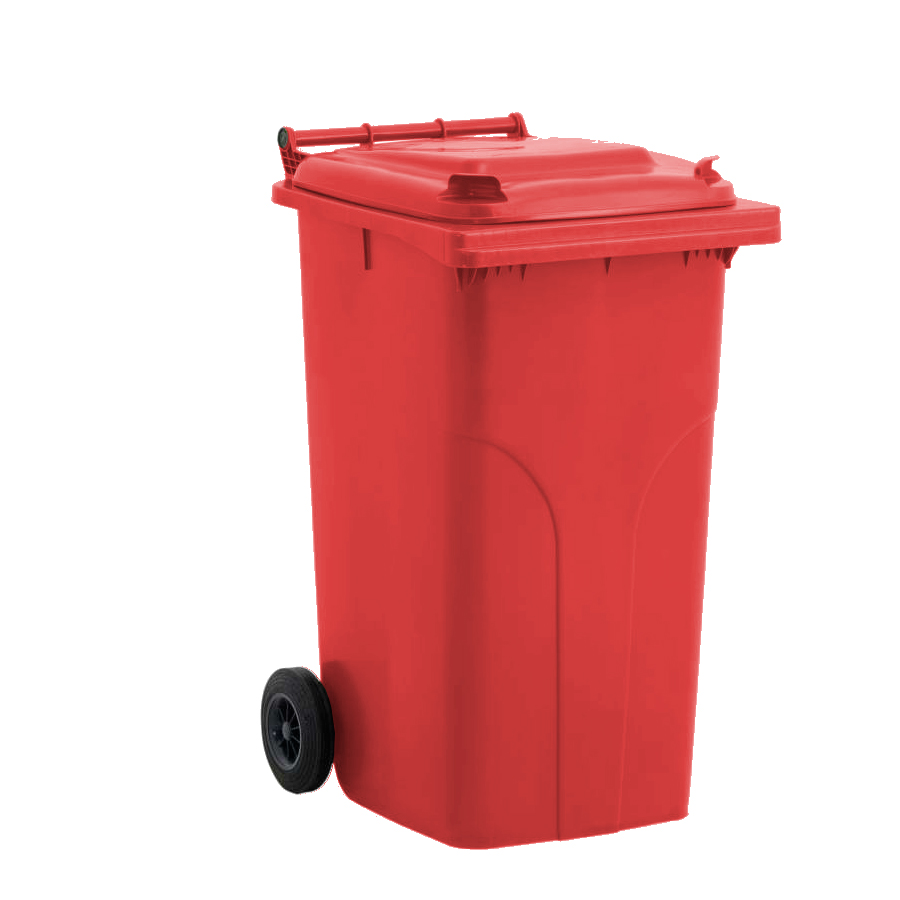 [011743] Basurera plástica para la recogida de residuos sólidos de 240 litros - Dim.: 705x580x1050h mm - polietileno rojo