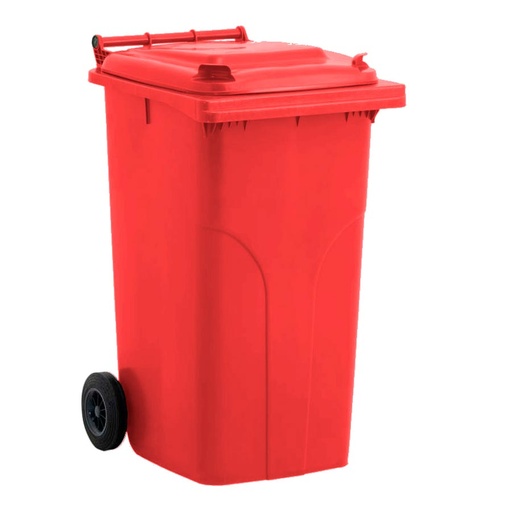 [011743] Basurera plástica para la recogida de residuos sólidos de 240 litros - Dim.: 705x580x1050h mm - polietileno rojo